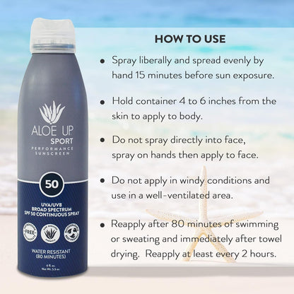 Aloe Up Sport Sunscreen Body Lotion SPF 50 – Broad Spectrum Sunblock With Aloe Vera Gel – Non-Greasy, Skin Sun Protection, No White Cast – Sunscreen – Fragrance-Free – 6 Oz, 2-Pack