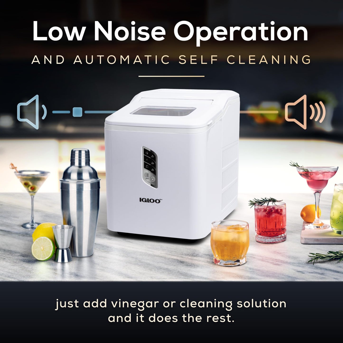 Igloo Automatic Self-Cleaning Portable Electric Countertop Ice Maker Machine with Handle, 26 Pounds in 24 Hours, 9 Ice Cubes Ready in 7 Minutes, with Ice Scoop and Basket