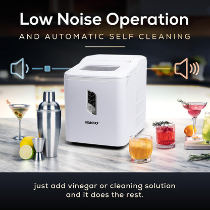 Igloo Automatic Self-Cleaning Portable Electric Countertop Ice Maker Machine with Handle, 26 Pounds in 24 Hours, 9 Ice Cubes Ready in 7 Minutes, with Ice Scoop and Basket
