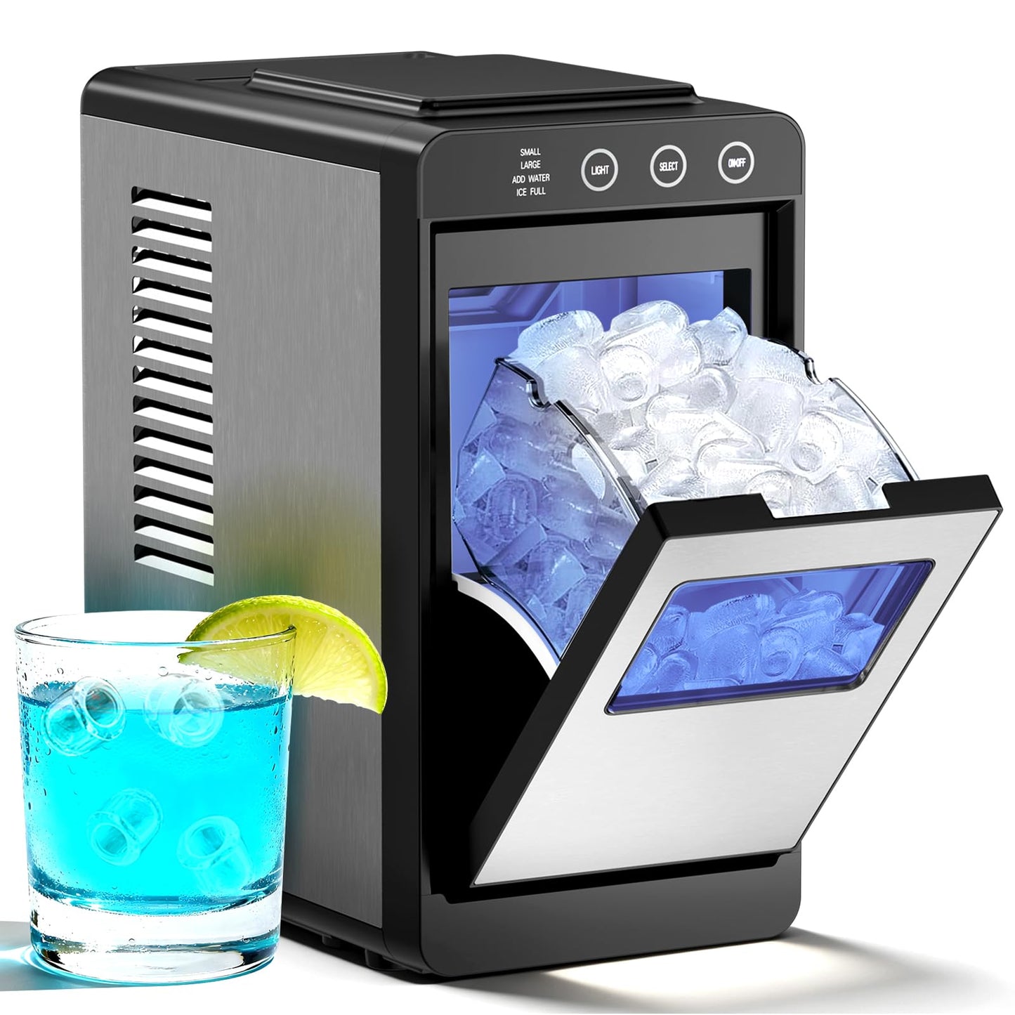 Antarctic Star Countertop Ice Maker, 26lbs/24H Ice Machine, Self-Cleaning Portable Ice Maker with 1.1lb Storage, 8 Bullet Ice in 6 Mins, Compact Ice Maker for Home/Office/Outdoor, Black