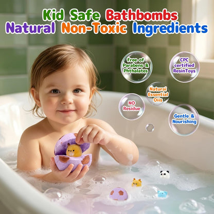 Soccer Kids Bath Bombs with Surprise Toys Inside, 6 Pack Gentle Bubble Bath Fizzies, Football Shape Spa Gifts for 3-12 Year Old Boys Teen Sports Theme Girls Party Favor Birthday Christmas