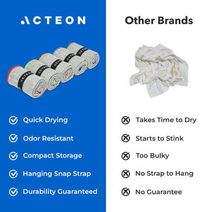 Acteon Microfiber Gym Towels 5 Pack, Quick Dry Silver ION Odor-Free Sweat Towel, Super Absorbent Fast Drying for Men & Women, Workout, Yoga, Running, Hiking, Travel – 16x30.5 Inch
