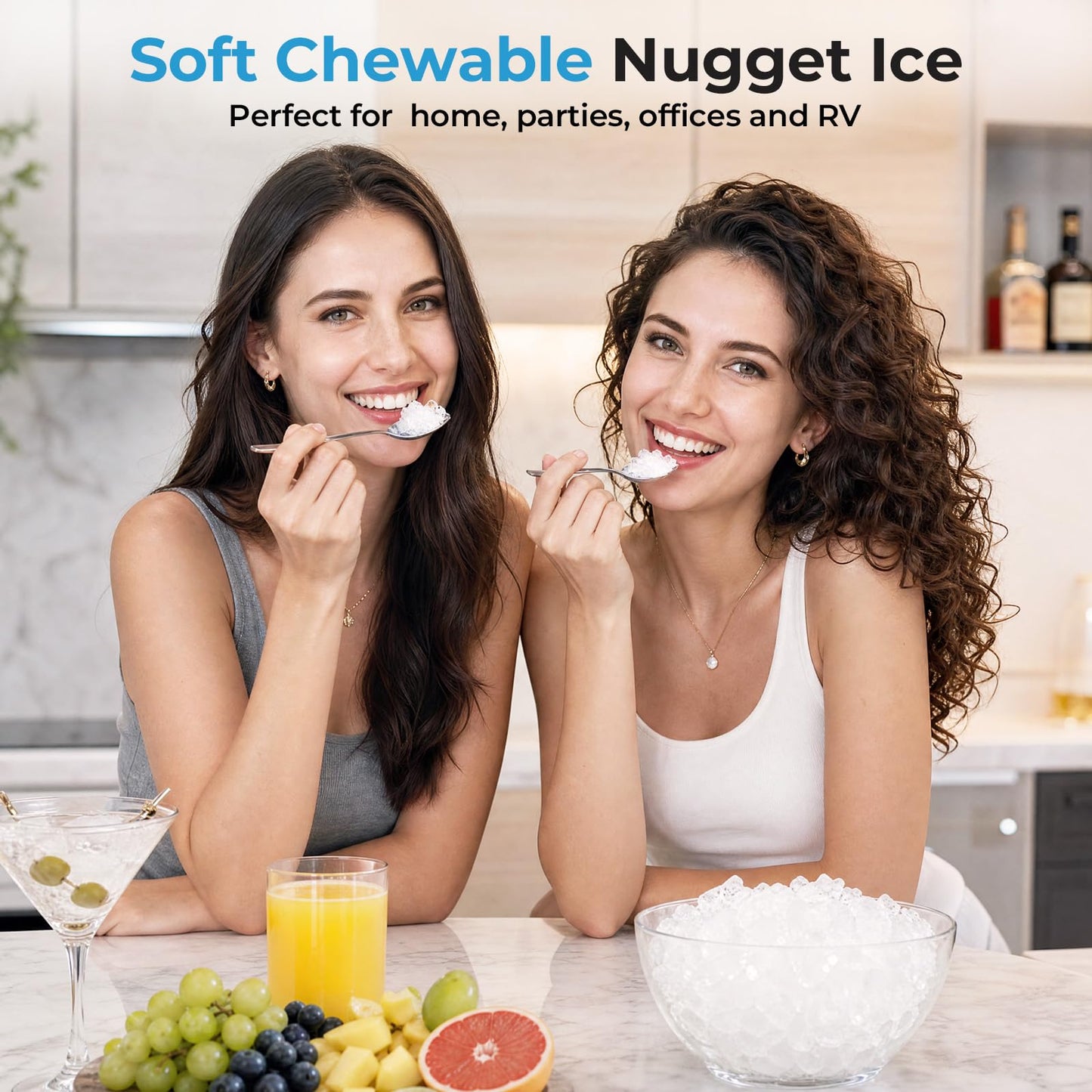 Antarctic Star Nugget Ice Maker Countertop, 33 lbs/24H, Automatic Ice Dispenser, Self-Cleaning Pebble Sonic Ice Machine, 1.8L Water Tank, One-Click & Motion Sensor Light, for Home/Office/Kitchen