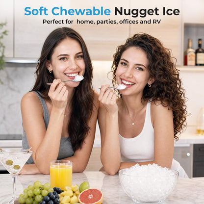 Antarctic Star Nugget Ice Maker Countertop, 33 lbs/24H, Automatic Ice Dispenser, Self-Cleaning Pebble Sonic Ice Machine, 1.8L Water Tank, One-Click & Motion Sensor Light, for Home/Office/Kitchen