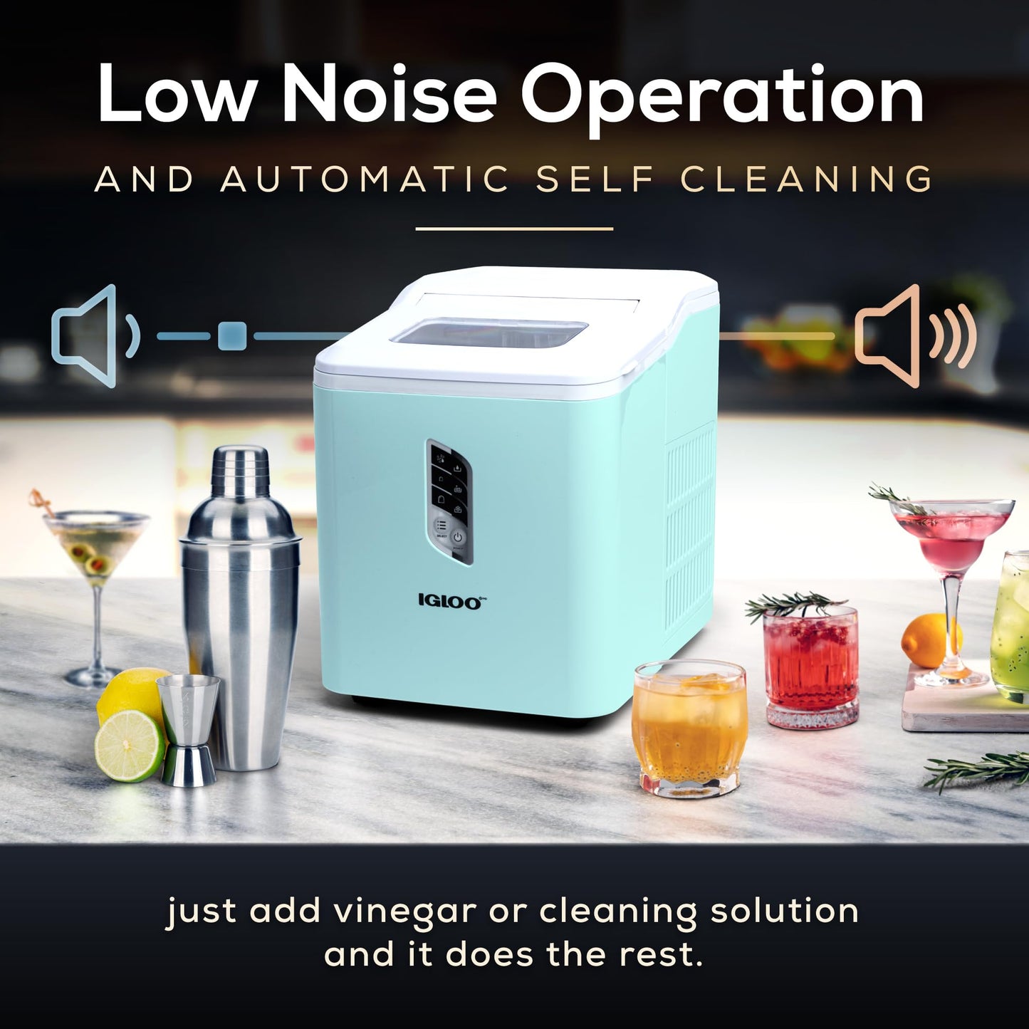 Igloo Automatic Self-Cleaning Portable Electric Countertop Ice Maker Machine with Handle, 26 Pounds in 24 Hours, 9 Ice Cubes Ready in 7 Minutes, with Ice Scoop and Basket