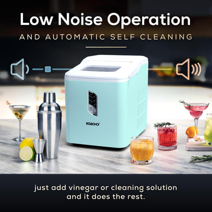 Igloo Automatic Self-Cleaning Portable Electric Countertop Ice Maker Machine with Handle, 26 Pounds in 24 Hours, 9 Ice Cubes Ready in 7 Minutes, with Ice Scoop and Basket