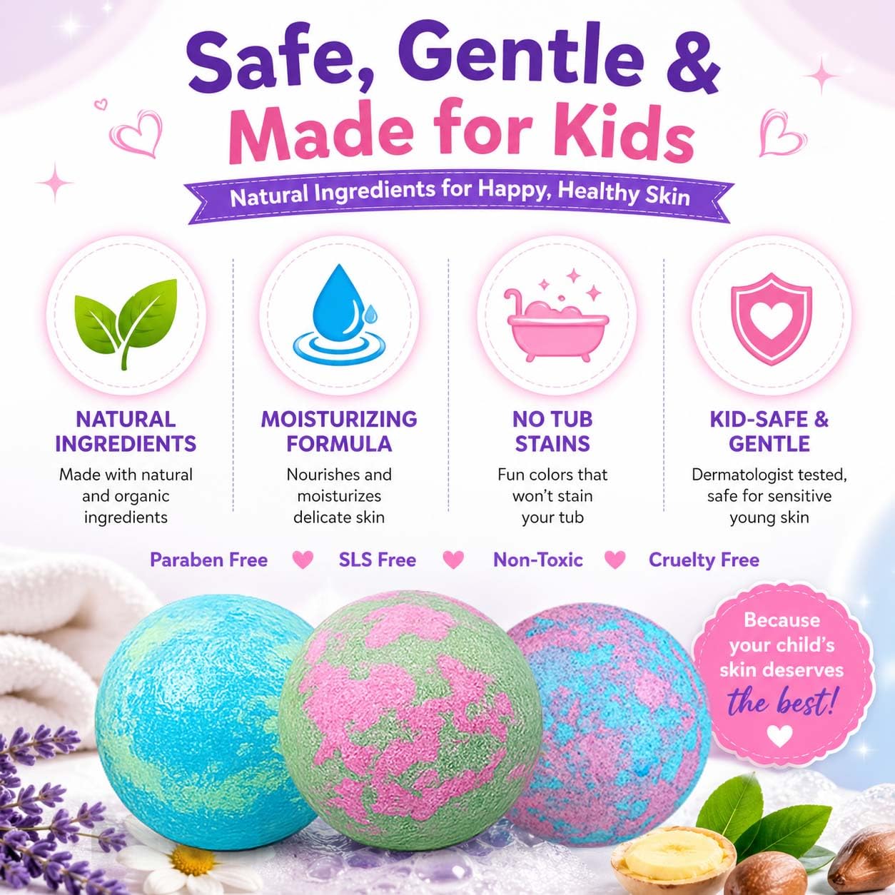 Bath Bombs for Kids with Surprise Inside - Organic, Gentle & Kid Friendly Bubble Bath Fizzies with Toys Inside. Spa Bath Fizz Balls Kit. Fizzy Balls w/Rich Bubbles, Birthday Gifts for Boys, Girls