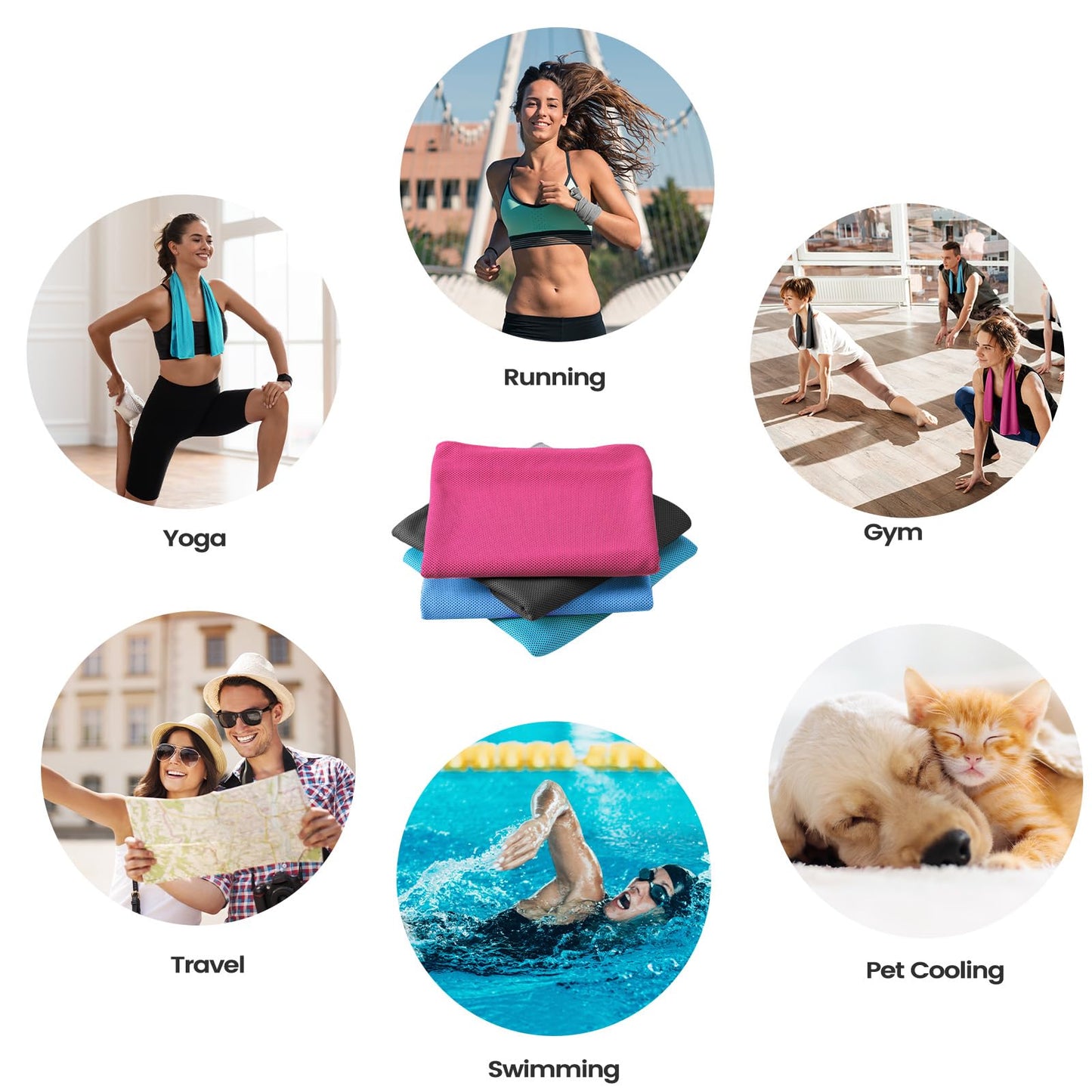 Clothirily Cooling Towels for Women Men, Breathable Cooling Towels for Neck and Face, Workout Towel for Hot Weather, Sweat Towel for Gym Yoga, Camping, Fitness, Running, Traveling, 6 Pack 40"x12"