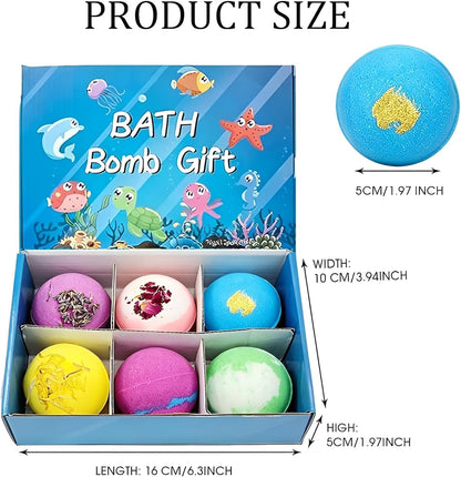 Bath Bombs for Kids with Toys Inside, 12 PCS Kids Bath Bombs with Ocean Theme Surprise Inside, Natrual and Organic Bubble Fun Scented Bath Fizzies Gift Set for Boys & Girls (sea)