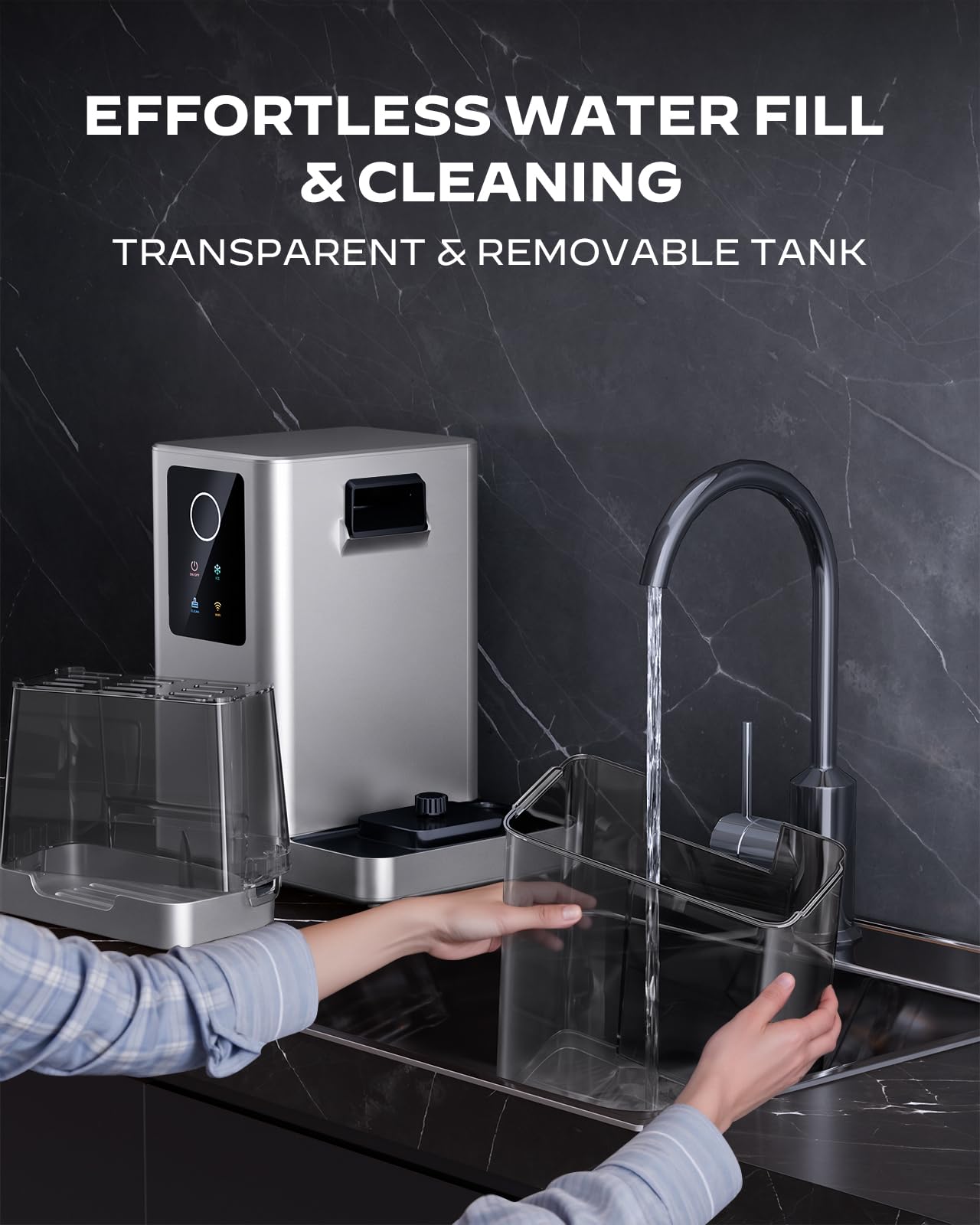 Silonn Nugget Ice Maker Countertop with APP & Voice Control, Self Cleaning Ice Machine with 3L Large Water Tank, 40 lbs/24H Soft Chewable Ice, Portable Pebble Ice Maker for Home, Kitchen and Party