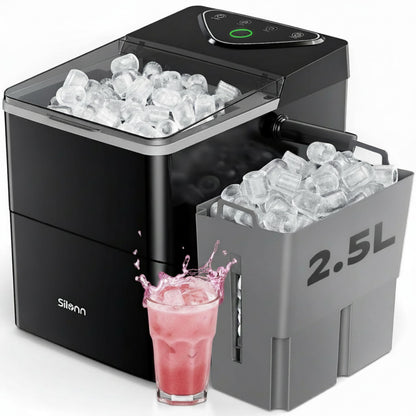 Silonn Nugget Ice Maker Countertop with APP & Voice Control, Self Cleaning Ice Machine with 3L Large Water Tank, 40 lbs/24H Soft Chewable Ice, Portable Pebble Ice Maker for Home, Kitchen and Party