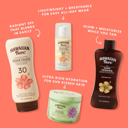 Hawaiian Tropic Sheer Touch Ultra Radiance Lotion Sunscreen SPF 50, 8 Fl Oz Twin Pack, Hawaiian Tropic Sunscreen SPF 50, Sunblock, Oxybenzone Free Sunscreen, Body Sunscreen Pack, 8 Fl Oz each