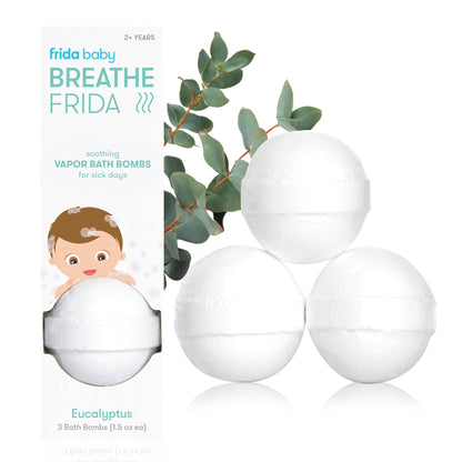 Frida Baby Natural Vapor Bath Bombs for Toddlers & Kids, Eucalyptus Essential Oil Bath Bombs for Aromatherapy, 10 Count
