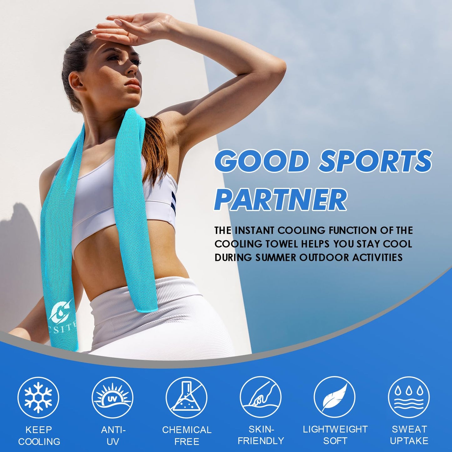 CSITE 4 Pack Cooling Towels (47"x12") for Neck and Face, Ice Towel for Hot Weather, Soft Breathable Chilly Gym Towels, Microfiber Towel for Work Out, Yoga, Running, Camping & More Activities