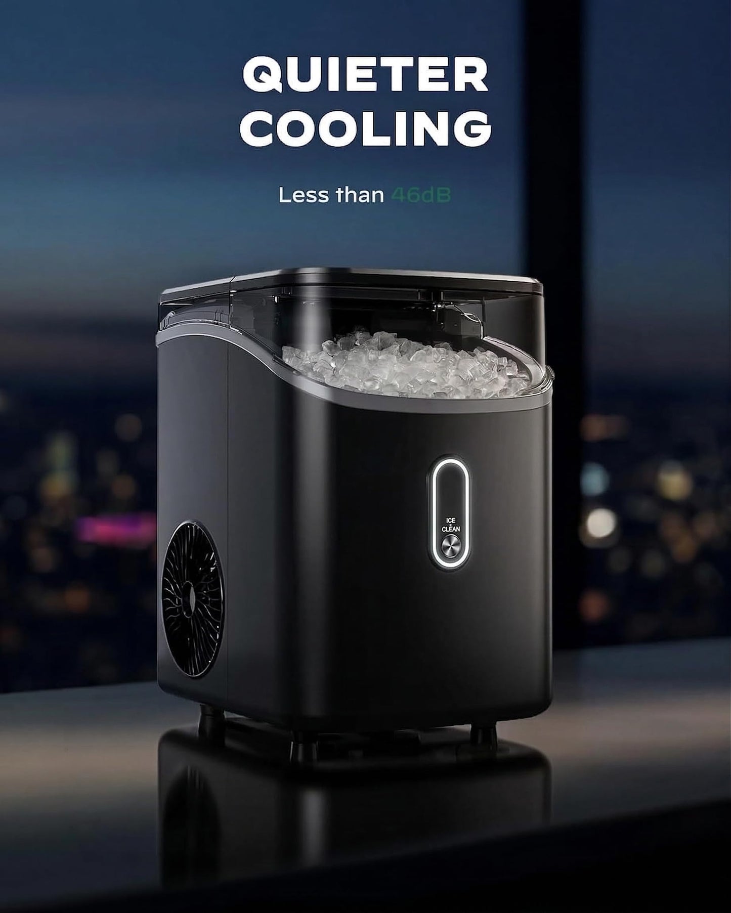 Nugget Ice Maker Countertop - Silonn Smart Pebble Ice Machine, Pellet Ice 44 lbs per Day, Crushed Ice from Timer Function and Status Alerts with Silonn App, Stainless Steel