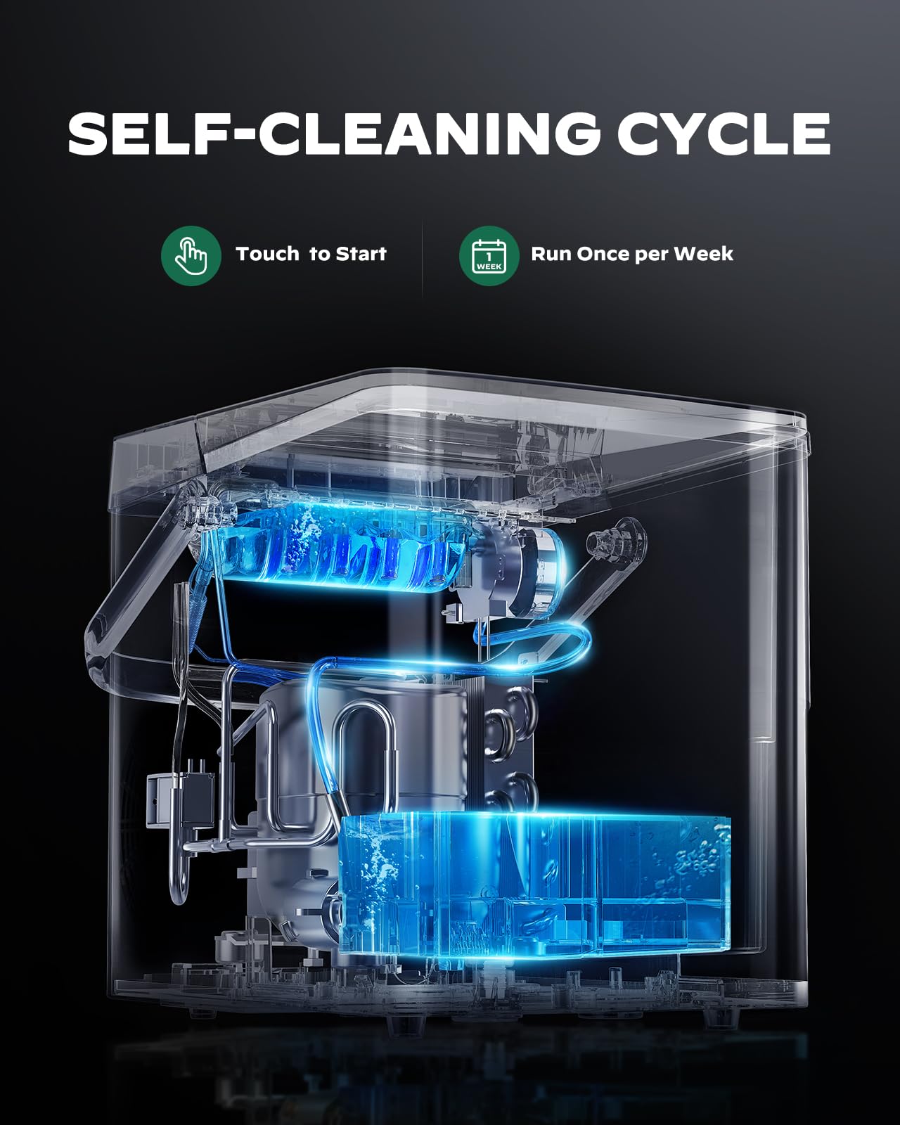 Silonn Countertop Ice Maker with 2.5L Expandable Ice Basket, 26.5lbs/24H, 9 Cubes in 6 Mins, 2 Ice Sizes, Self-Cleaning & LED Touch Control for Home Kitchen Office