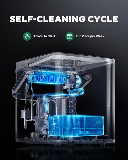 Silonn Countertop Ice Maker with 2.5L Expandable Ice Basket, 26.5lbs/24H, 9 Cubes in 6 Mins, 2 Ice Sizes, Self-Cleaning & LED Touch Control for Home Kitchen Office