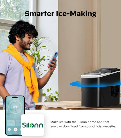 Silonn Nugget Ice Maker Countertop with APP & Voice Control, Self Cleaning Ice Machine with 3L Large Water Tank, 40 lbs/24H Soft Chewable Ice, Portable Pebble Ice Maker for Home, Kitchen and Party