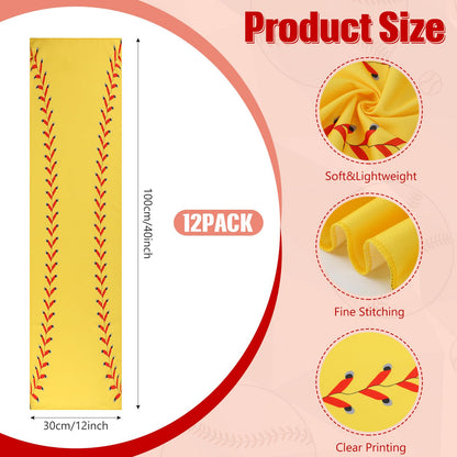 12 Pcs Cooling Towel Baseball Football Basketball Breathable Chilly Softball Soccer Ice Towel, 40"x12" Tennis Microfiber Accessories for Player(White,Baseball)