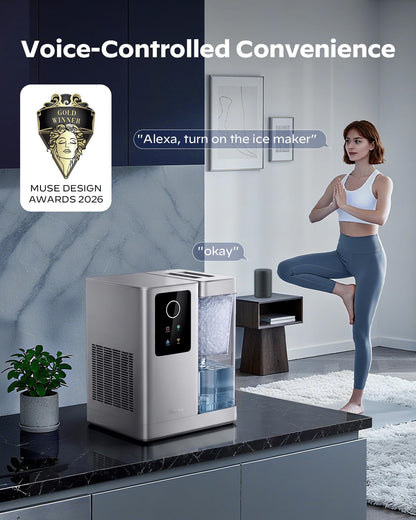 Silonn Nugget Ice Maker Countertop with APP & Voice Control, Self Cleaning Ice Machine with 3L Large Water Tank, 40 lbs/24H Soft Chewable Ice, Portable Pebble Ice Maker for Home, Kitchen and Party