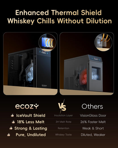 Ecozy Countertop Ice Maker, Portable, Self-Cleaning, 9 Bullet Ice Cubes in 6 Mins, 26lbs/24Hrs, Ice Maker Machine with Ice Bags, Handle, Standing Scoop and Basket, Black, IM-BS261C