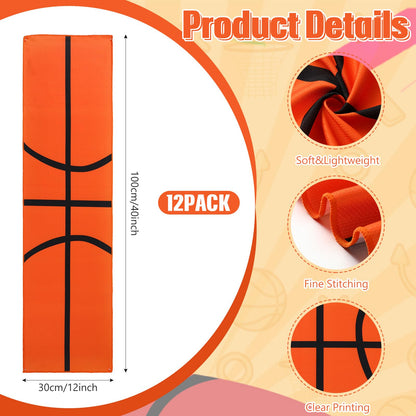 12 Pcs Cooling Towel Baseball Football Basketball Breathable Chilly Softball Soccer Ice Towel, 40"x12" Tennis Microfiber Accessories for Player(White,Baseball)