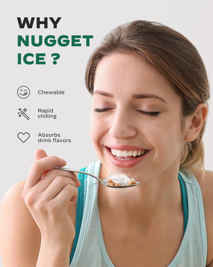 Nugget Ice Maker Countertop - Silonn Smart Pebble Ice Machine, Pellet Ice 44 lbs per Day, Crushed Ice from Timer Function and Status Alerts with Silonn App, Stainless Steel