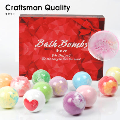 iHave Bath Bombs for Kids and Women, 12 Natural Handmade Bath Bomb Gift Set, Bubble Bath Bombs - Perfect Self Care Relaxing Spa Gifts for Women