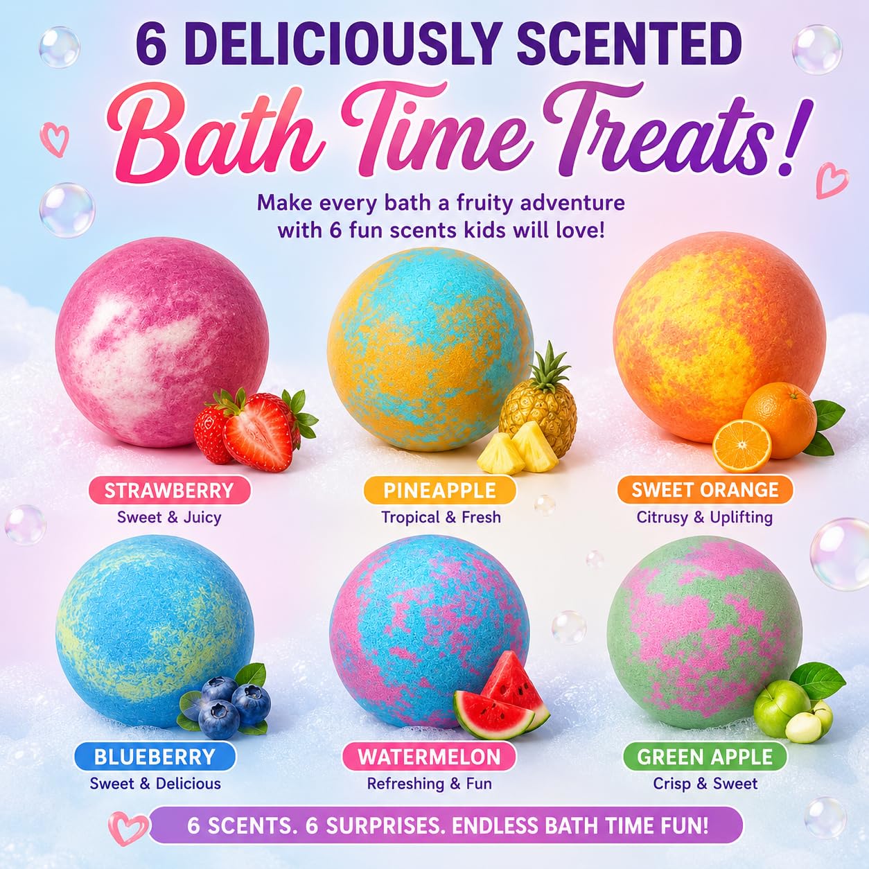 Bath Bombs for Kids with Surprise Inside - Organic, Gentle & Kid Friendly Bubble Bath Fizzies with Toys Inside. Spa Bath Fizz Balls Kit. Fizzy Balls w/Rich Bubbles, Birthday Gifts for Boys, Girls