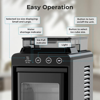 Antarctic Star Countertop Ice Maker, 26lbs/24H Ice Machine, Self-Cleaning Portable Ice Maker with 1.1lb Storage, 8 Bullet Ice in 6 Mins, Compact Ice Maker for Home/Office/Outdoor, Black