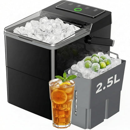 Silonn Countertop Ice Maker with 2.5L Expandable Ice Basket, 26.5lbs/24H, 9 Cubes in 6 Mins, 2 Ice Sizes, Self-Cleaning & LED Touch Control for Home Kitchen Office