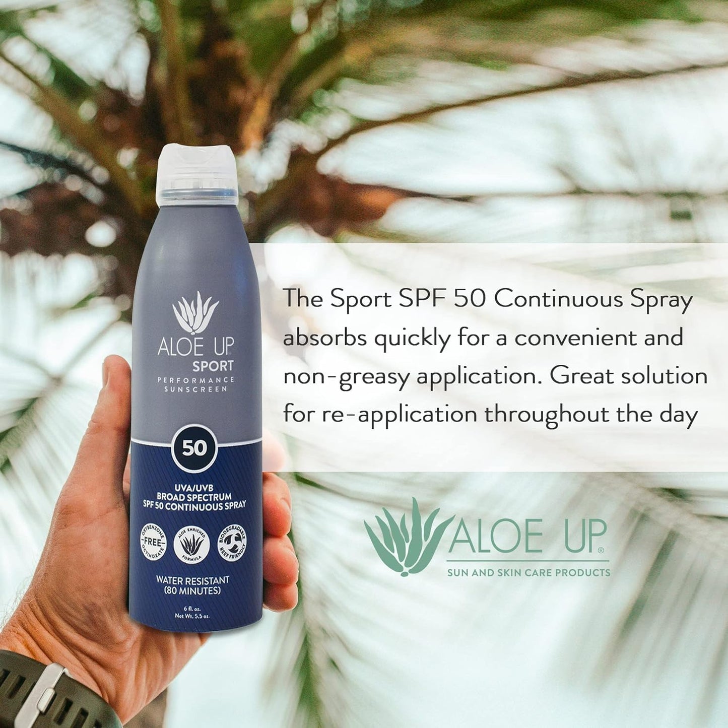 Aloe Up Sport Sunscreen Body Lotion SPF 50 – Broad Spectrum Sunblock With Aloe Vera Gel – Non-Greasy, Skin Sun Protection, No White Cast – Sunscreen – Fragrance-Free – 6 Oz, 2-Pack