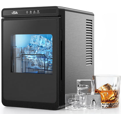 Nugget Ice Maker Countertop - Silonn Smart Pebble Ice Machine, Pellet Ice 44 lbs per Day, Crushed Ice from Timer Function and Status Alerts with Silonn App, Stainless Steel