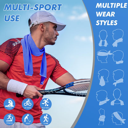 CSITE 4 Pack Cooling Towels (47"x12") for Neck and Face, Ice Towel for Hot Weather, Soft Breathable Chilly Gym Towels, Microfiber Towel for Work Out, Yoga, Running, Camping & More Activities