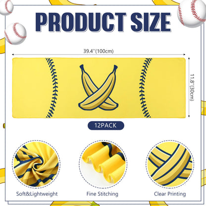 12 Pcs Cooling Towel Baseball Football Basketball Breathable Chilly Softball Soccer Ice Towel, 40"x12" Tennis Microfiber Accessories for Player(White,Baseball)