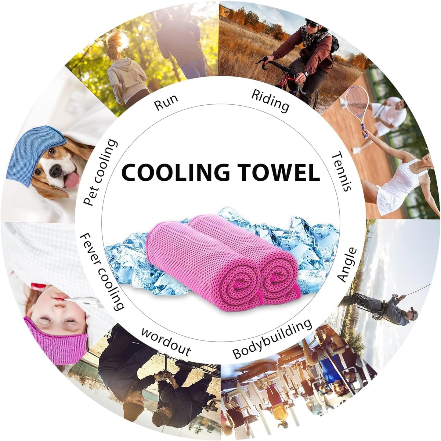 Sukeen Cooling Towels 6 Pack (40"x12"), Cooling Towels for Neck and Face, Quick Dry Sport Camping Cooling Towel, Cold Towel for Hot Weather