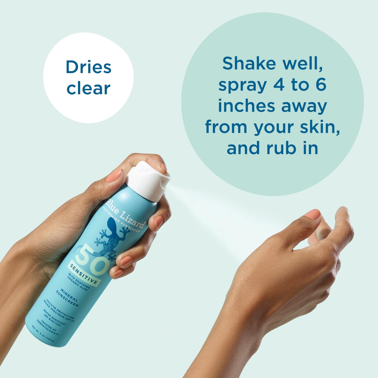 BLUE LIZARD Sport Mineral Sunscreen Spray SPF 50+, Dermatologist-Recommended Brand, Broad-Spectrum UVA/UVB Protection, Water-Resistant, Zinc Oxide Formula, Vegan, 5 fl oz