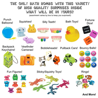 Superhero Bath Bombs for Kids with Surprise Toys Inside (6 Pack) - Large Bubble Bomb Fizzies for Boys, Girls, & Toddlers - Birthday Gift for Kids - Fruity Scent, USA Made by Two Sisters