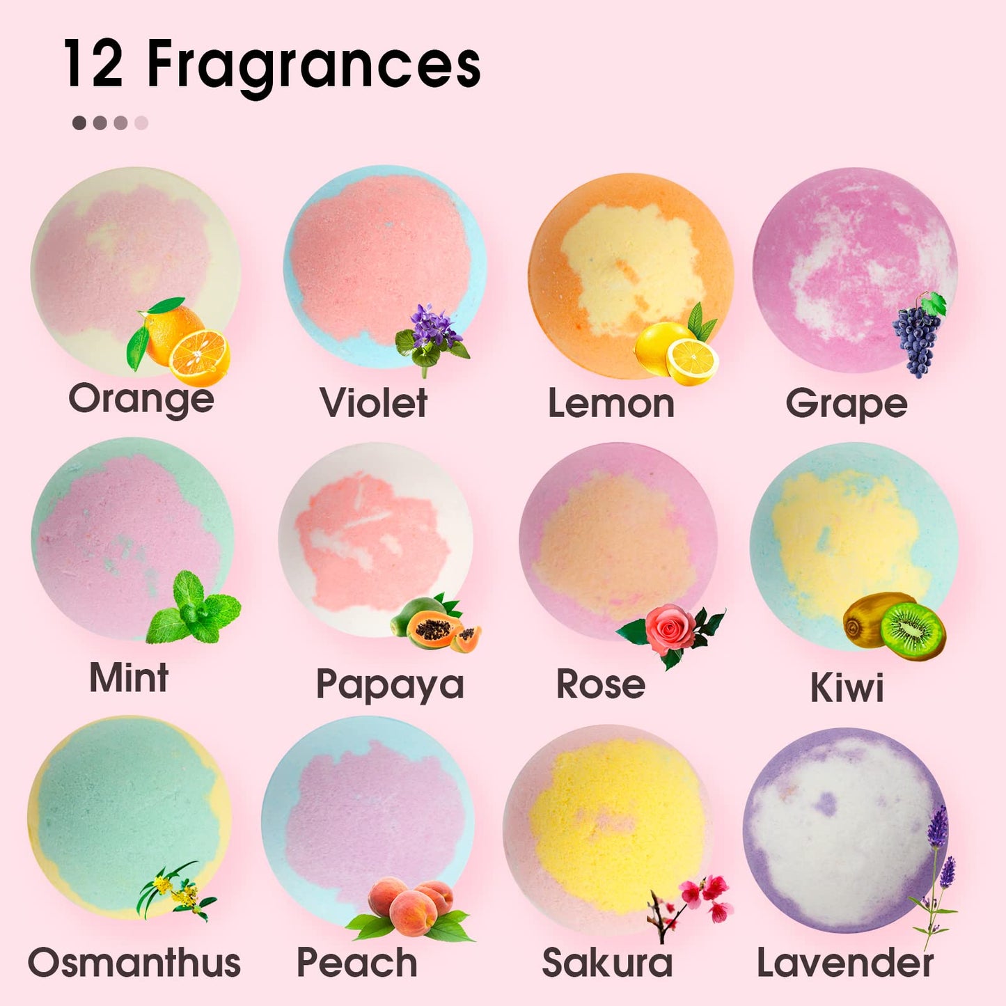 iHave Bath Bombs for Kids and Women, 12 Natural Handmade Bath Bomb Gift Set, Bubble Bath Bombs - Perfect Self Care Relaxing Spa Gifts for Women