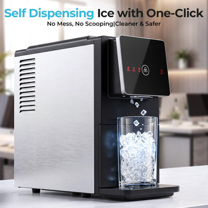 Antarctic Star Nugget Ice Maker Countertop, 33 lbs/24H, Automatic Ice Dispenser, Self-Cleaning Pebble Sonic Ice Machine, 1.8L Water Tank, One-Click & Motion Sensor Light, for Home/Office/Kitchen