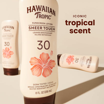 Hawaiian Tropic Sheer Touch Ultra Radiance Lotion Sunscreen SPF 50, 8 Fl Oz Twin Pack, Hawaiian Tropic Sunscreen SPF 50, Sunblock, Oxybenzone Free Sunscreen, Body Sunscreen Pack, 8 Fl Oz each