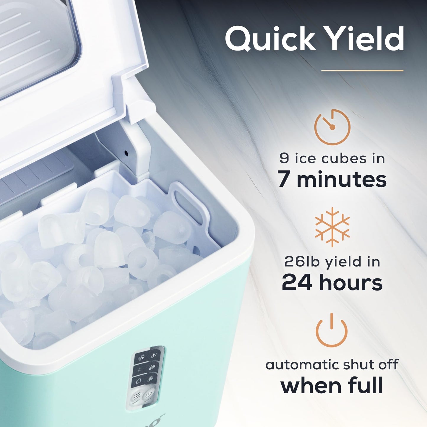 Igloo Automatic Self-Cleaning Portable Electric Countertop Ice Maker Machine with Handle, 26 Pounds in 24 Hours, 9 Ice Cubes Ready in 7 Minutes, with Ice Scoop and Basket