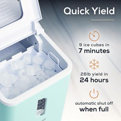 Igloo Automatic Self-Cleaning Portable Electric Countertop Ice Maker Machine with Handle, 26 Pounds in 24 Hours, 9 Ice Cubes Ready in 7 Minutes, with Ice Scoop and Basket