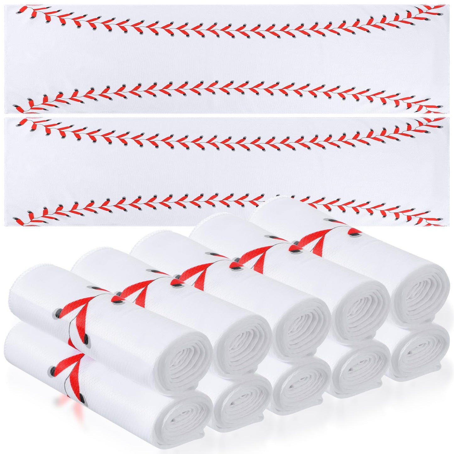 12 Pcs Cooling Towel Baseball Football Basketball Breathable Chilly Softball Soccer Ice Towel, 40"x12" Tennis Microfiber Accessories for Player(White,Baseball)
