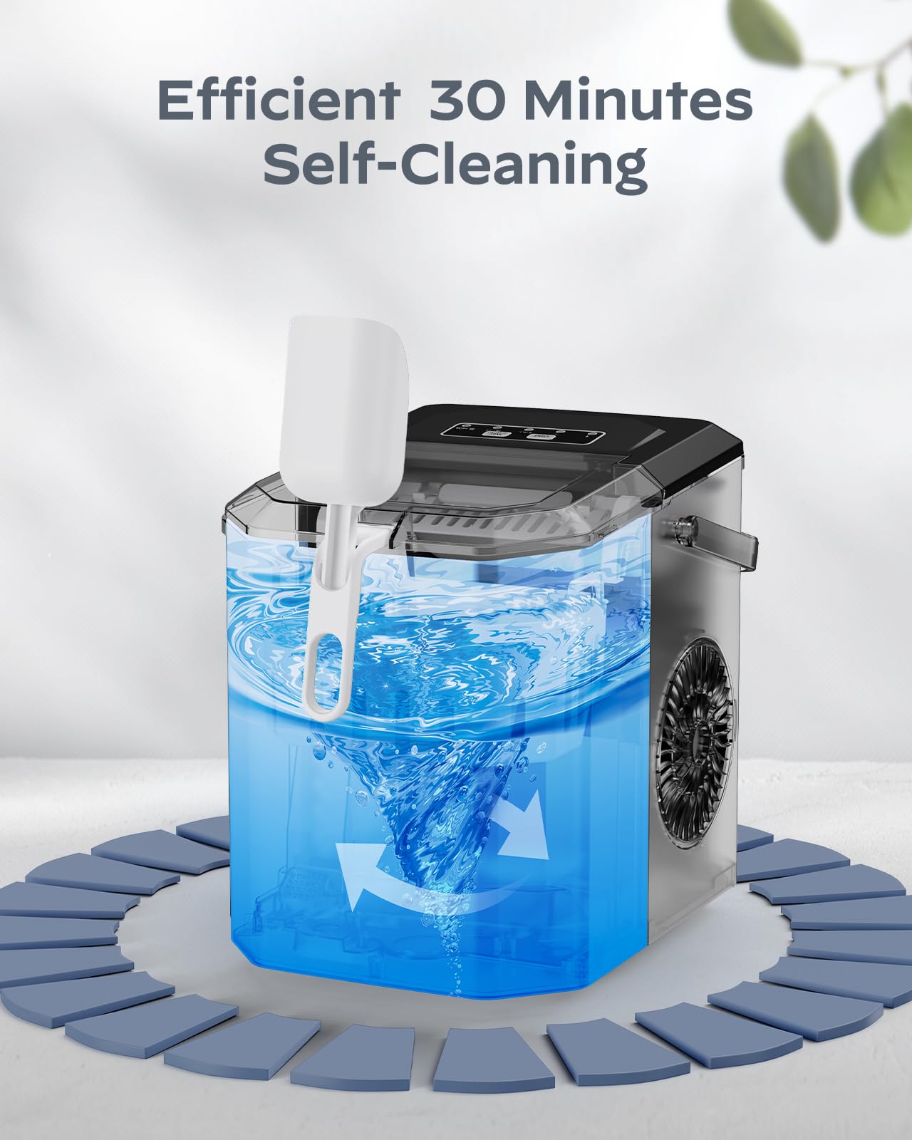Nugget Ice Maker Countertop - Silonn Smart Pebble Ice Machine, Pellet Ice 44 lbs per Day, Crushed Ice from Timer Function and Status Alerts with Silonn App, Stainless Steel