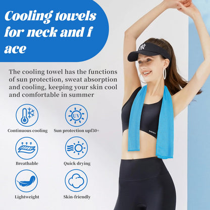 PAWPRO 4 Packs Cooling Towels for Neck and Face(40"x12"), Soft Breathable Cooling Towel with Waterproof Bag & Carabiner,Microfiber Cooling Towels for Yoga, Sport,Gym,Camping (Multicolor)