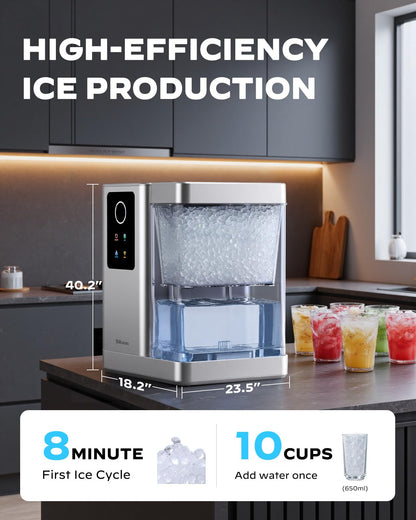 Silonn Nugget Ice Maker Countertop with APP & Voice Control, Self Cleaning Ice Machine with 3L Large Water Tank, 40 lbs/24H Soft Chewable Ice, Portable Pebble Ice Maker for Home, Kitchen and Party