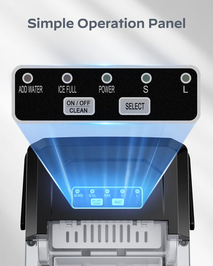 Nugget Ice Maker Countertop - Silonn Smart Pebble Ice Machine, Pellet Ice 44 lbs per Day, Crushed Ice from Timer Function and Status Alerts with Silonn App, Stainless Steel