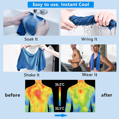Sukeen Cooling Towels 6 Pack (40"x12"), Cooling Towels for Neck and Face, Quick Dry Sport Camping Cooling Towel, Cold Towel for Hot Weather