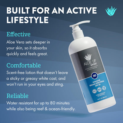 Aloe Up Sport Sunscreen Body Lotion SPF 50 – Broad Spectrum Sunblock With Aloe Vera Gel – Non-Greasy, Skin Sun Protection, No White Cast – Sunscreen – Fragrance-Free – 6 Oz, 2-Pack